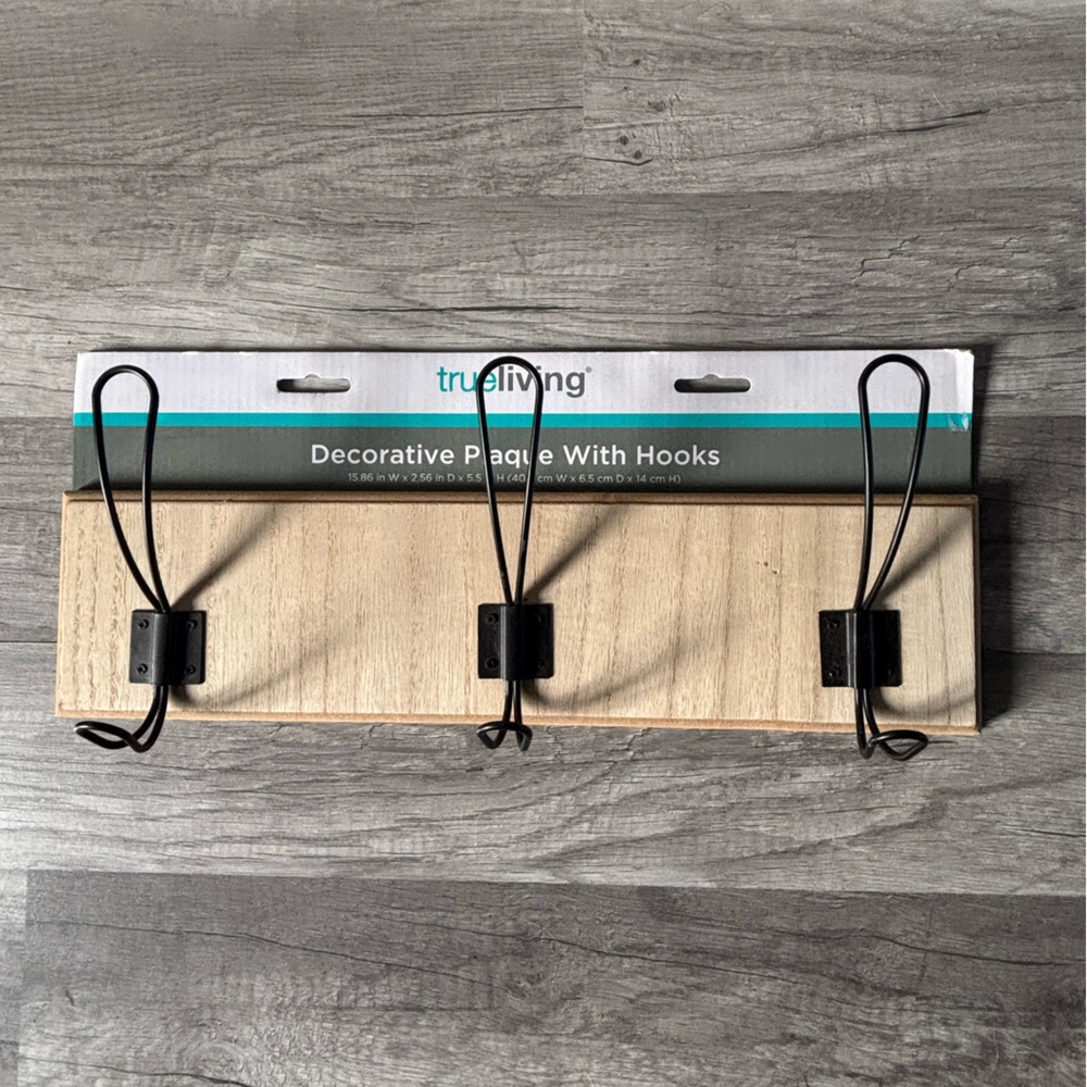 Decorative Plaque with Black Hooks